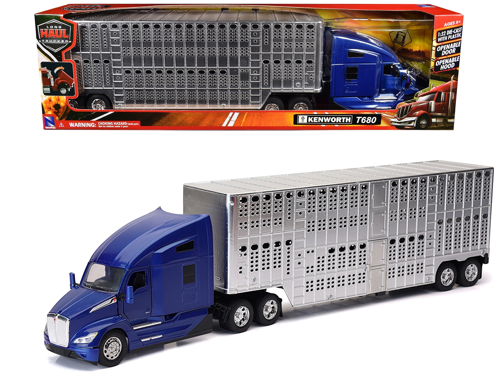 1/32 飛車角 BIG DECORATION TRUCK Peterbilt 389 Truck with Flatbed Trailer Silver Metallic