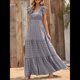 thumbnail image 5 of Vestido de Verano 2025 para Mujer, Cuello en V, Corta, Cintura Alta, Estampado Floral, Volantes Escalonados, Corte A, Maxi Gris XXL, 5 of 8