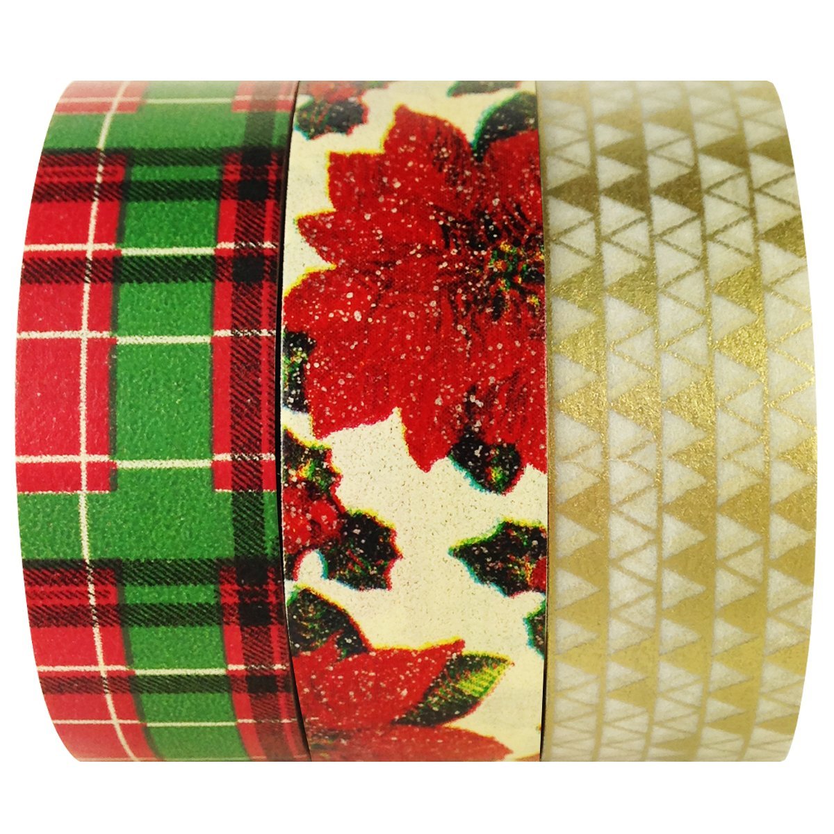 ALLYDREW Holiday Washi Tape Rolls Decorative Masking Tapes Set 3 Rolls (Tis the Season