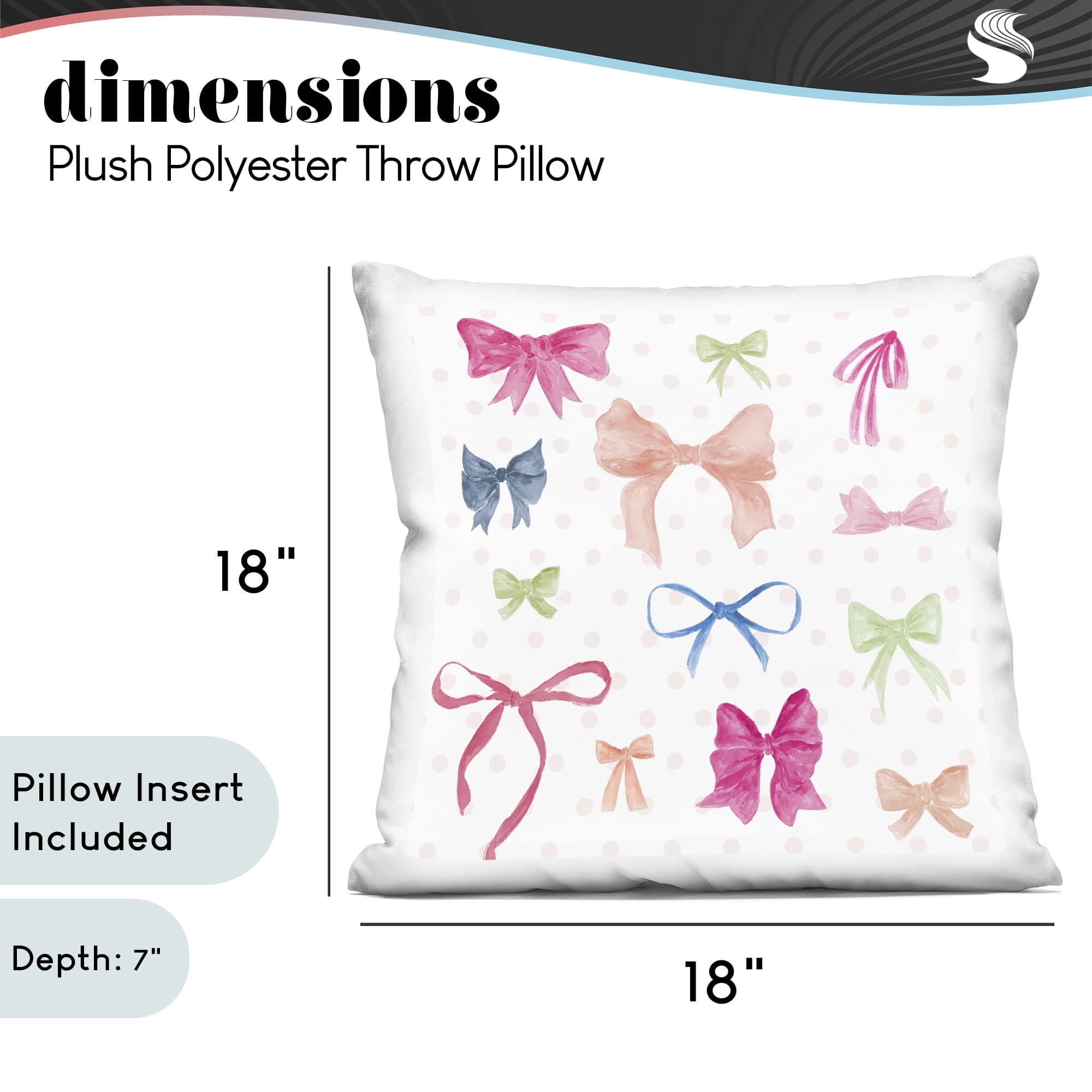 Stupell Industries Mixed Bows on Polka Dots Decorative Printed Throw Pillow, design by Lucille Price