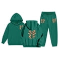thumbnail image 7 of Glisme Girls Outfit Thick And Cozy Tracksuit Fashionable Bow Print Hoodie And Joggers Outfits For Toddlers And Kids Adorable Matching Set Size 4-5 Years Dark Green, 7 of 7