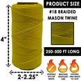 thumbnail image 4 of LILBURN ROPE CO. Nylon Mason Line #18 - Seine Twine for Brick Builder Construction - Level Plumb Guide Line - 3 Pack With Handle - Neon Yellow 250 Foot Spools, 4 of 5