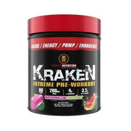 Sparta Nutrition Kraken Extreme Pre-Workout 40 Servings - Watermelon Rancher (C4 Extreme Best Flavor)