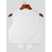 Mens Sleeveless O-neck Vests Mesh Patchwork Transparent Tank Tops