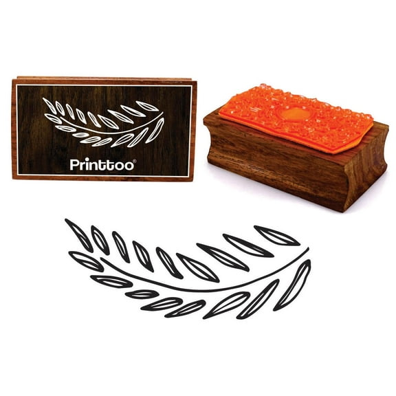 Printtoo Scrap-Booking Leaf Vine Design Rectangular Wooden Rubber Stamp Block