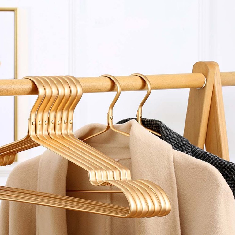 10Pcs Adult Clothes Hangers Aluminium Alloy Drying Rack Wardrobe Space  Saver Kit