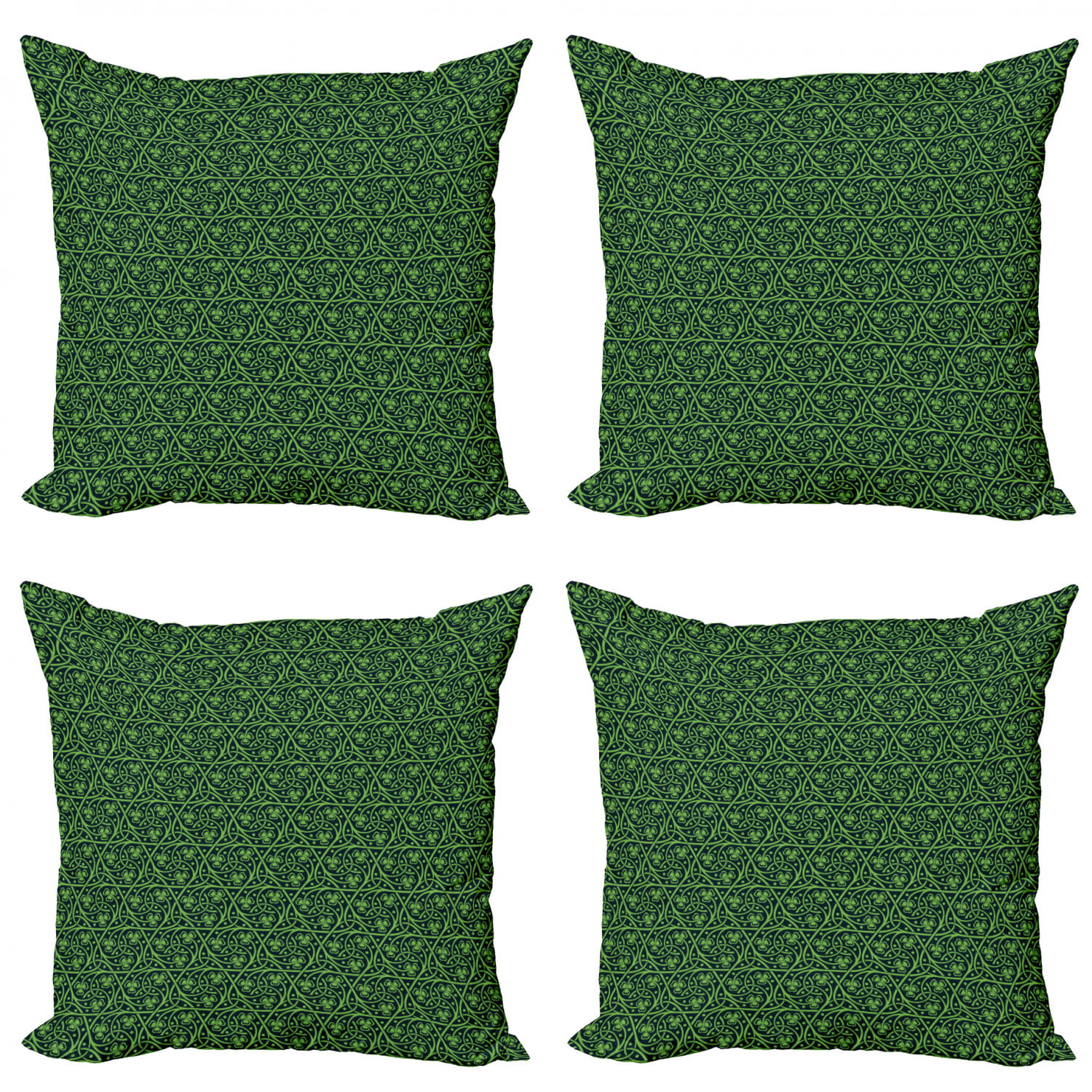 Cushion Cover for Couch Living Room Car Ambesonne Irish Decorative Throw Pillow Case Pack of 4 Lime Green National Foliage Pattern Intricate Twigs and Dots Trefoil Botanical Abstraction 18