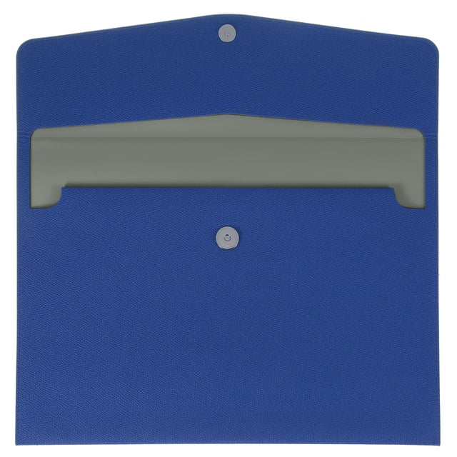 Carpetas de archivo de PU, carpeta de sobre A4, bolsa de almacenamiento de documentos con cierre de botón (azul claro)