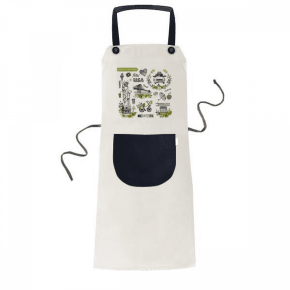 sp liberty new york america graffiti apron adjustable bib cotton linen bbq kitchen pocket pinafore