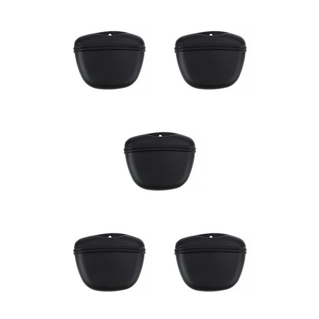 relayinert Pets Training Silicone Waist Bag Snacks Feeding Storage Pouch Container Practicing Pocket Food Bags for Walking Black 5Set
