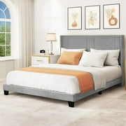 YITAHOME Upholstered Wingback Platform Bed with Headboard, Bed Frame with Wood Slat, No Box Spring Needed