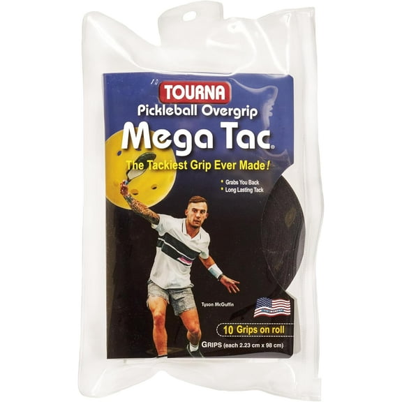 Pickleball Mega TAC Overgrip, 10 pack, Black