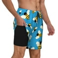 thumbnail image 3 of Balery Flying Bees Mens Swim Trunks Swim Shorts for Men Quick Dry Inseam Beach Shorts with Compression Liner Pocket-XX-Large, 3 of 9