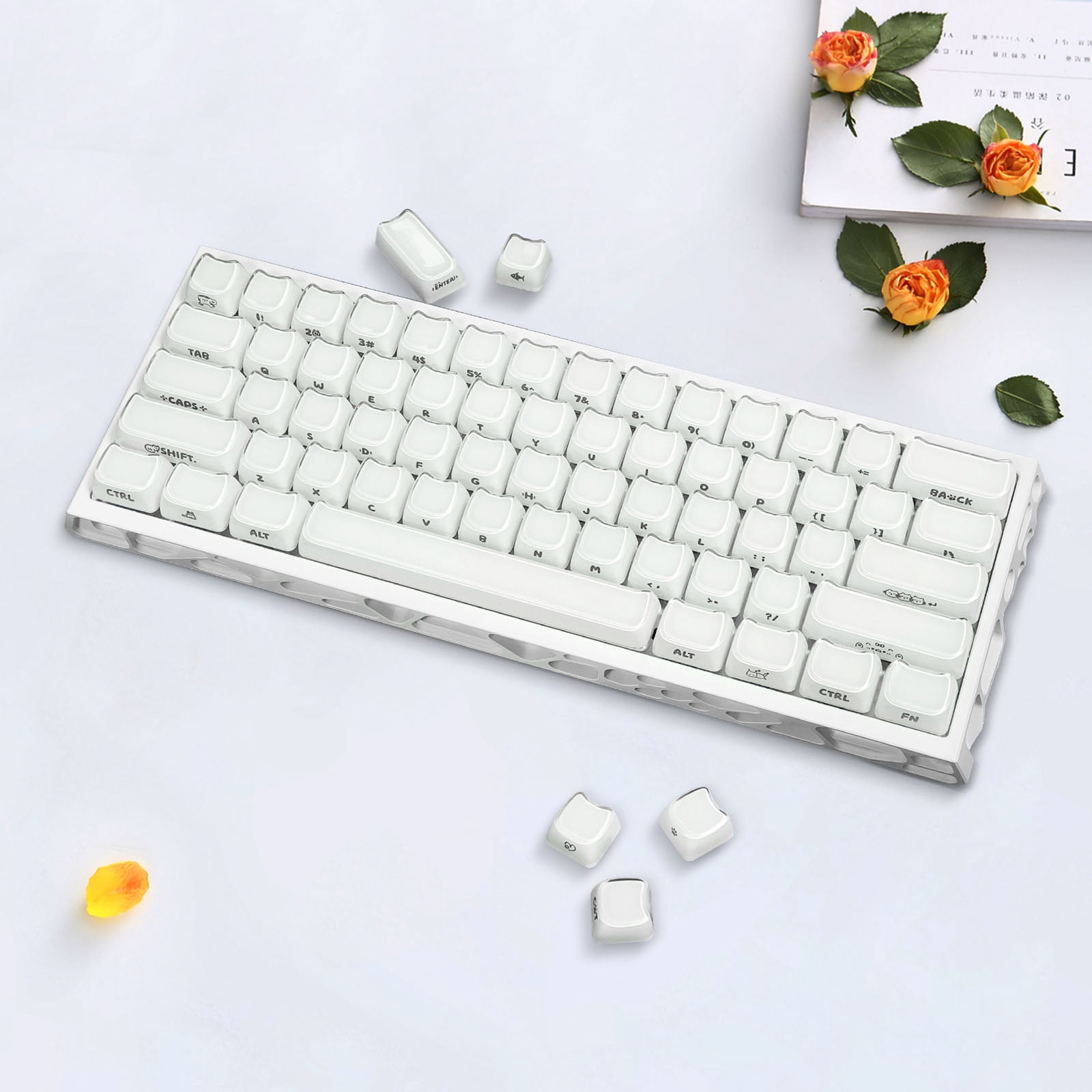MAO Ergonomic Profile 119 Key Keycap Set In Frosted Jelly Finish With Side Printed Characters For Gaming Keyboards