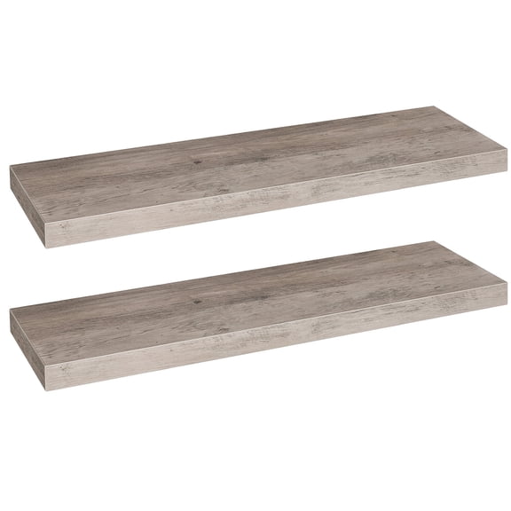 HOOBRO Floating Shelves for Wall, Wall Mounted Shelf Set of 2, 31.5" Hanging Shelf with Invisible Brackets, for Wall in Bathroom, Bedroom, Toilet, Kitchen, Living Room, Office, Greige BG80BJP201