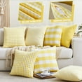 thumbnail image 5 of Yellow Striped Summer Outdoor Throw Pillow Covers 18x18 Set of 2, 18 x 18 Yellow and White Outdoor Throw Pillows, Modern Farmhouse Boho Decor Pillow Covers for Porch Patio (No Pillow Inserts), 5 of 6