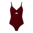 thumbnail image 5 of CHGBMOK Womens One Piece Swimsuits Tummy Control Front Cross Cutout Bathing Suits Ruched Slimming V Neck Swimwear, 5 of 5