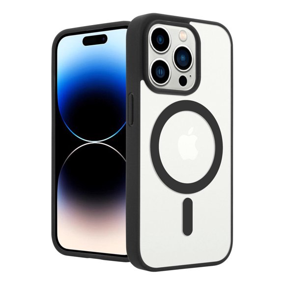 Mr. Gadgets Funda Transparente Color Compatible Con Magsafe Silicona Acrilico Clear Color Case Carcasa Para iPhone 16 Pro Negro.