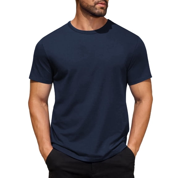 COOFANDY Men's Cotton Stretch T-Shirts Round Neck Short Sleeve Tees Casual Summer Classic Basic Tops