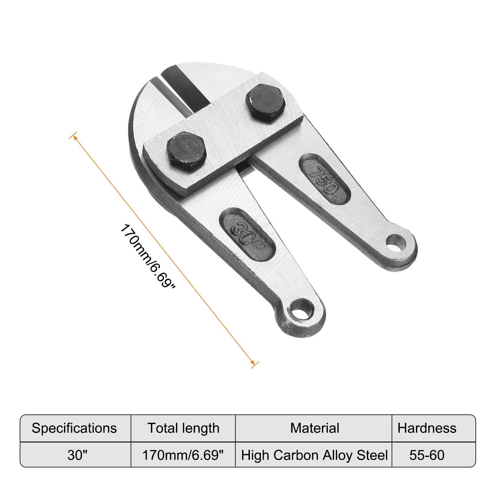 Bolt Cutter 30" Replacement Jaws Blade Cutter Hand Alloy Steel Blade Cutter Tools Part for Wire Fence Screw Chain