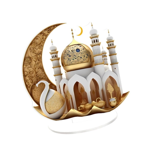 MOMOJIA Islamic Holiday 2D Flat Acrylic Castles Table Decors Ramadans Decoration Eid Gift