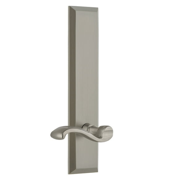 Grandeur Favprt_Tp_Dd_Na Fifth Avenue Solid Brass Tall Plate Right Handed Dummy Door Lever