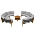 thumbnail image 3 of Half Moon Design Wood Outdoor Furniture Set 6 - Person Patio Metal Conversation Sets Patio Sectional Sofa Set with Cushions and A Coffee Table(Gray), 3 of 9