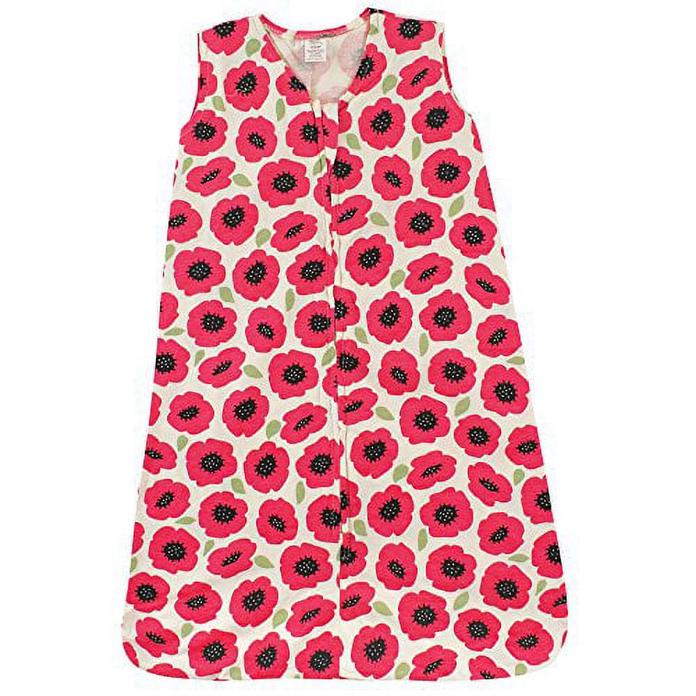 Touched by Nature Baby Girl Organic Cotton Sleeveless Wearable Sleeping Bag, Sack, Blanket, Poppy, 6-12 Months