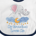 thumbnail image 4 of Inktastic My Grandma Loves Me Cute Elephants Clouds Moon and Stars Boys or Girls Baby Bib, 4 of 4