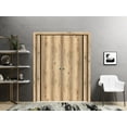 thumbnail image 3 of Sliding French Double Pocket Doors 64 x 96 inches | Planum 0011 Oak with Frosted Glass | Kit Trims Rail Hardware | Solid Wood Interior Bedroom Sturdy Doors, 3 of 6