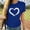 Blue, variant on Pntutb Womens Plus Size Short Sleeves Crewneck Heart-Shaped Print Casual Tops Blouse T-Shirt Clothes