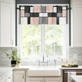 thumbnail image 3 of 3 Piece Blush Pink Art Abstract Square Kitchen Curtains, Tier and Valance Rod Pocket Window Curtains Set Geometric Gray White Cafe Curtains for Kitchen Valances Window Treatment 54X18in+27x36in×2, 3 of 5