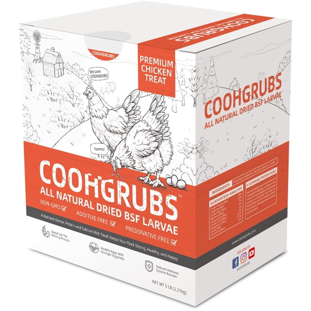 Snack para gallinas COOHGRUBS larvas de mosca soldado negra BSF 2,27 kg alto en proteína