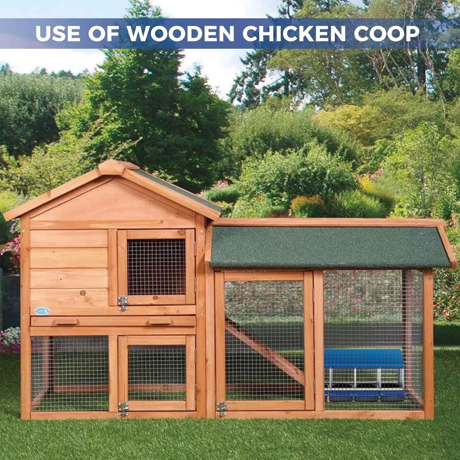 Sunvasagoo Zinc Alloy Chicken Nesting Box, 3/4 Hole Roll Away Egg Laying Box w/ Removable Tray, Wall Mount or Freestanding