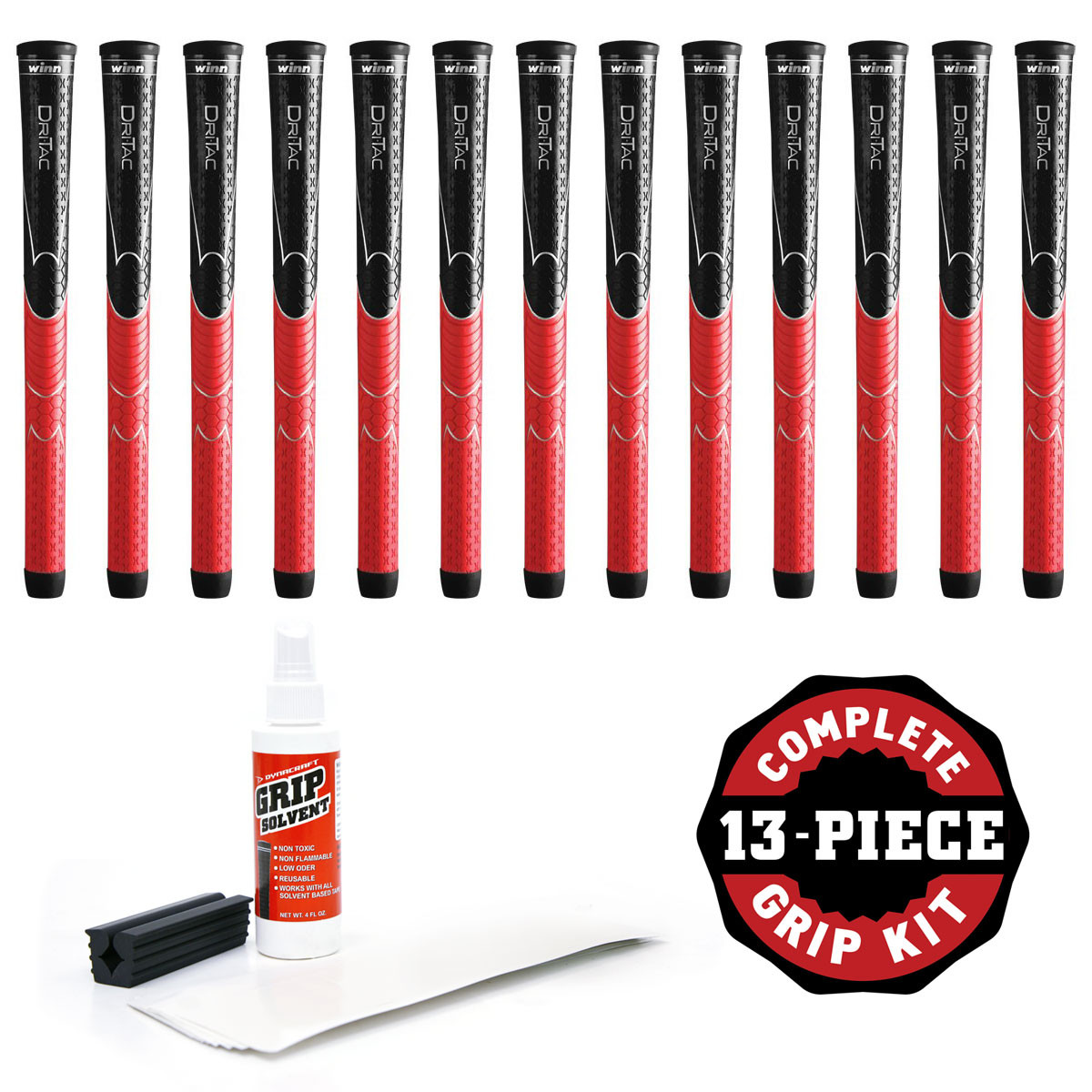 Winn DriTac Standard Black/Red 13 pc Golf Grip Kit (with tape