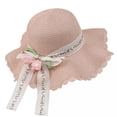 thumbnail image 2 of UTSJKR Womens Wavy Oversized Brim Straw Hat with Floral Tulip Lace Ribbon for Summer Seaside Vacation Outdoor Shoot Neighborhood Potluck Soft Elegant Accessory Pink, 2 of 6