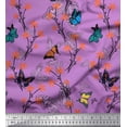 thumbnail image 1 of Soimoi Purple polyester Crepe Fabric Flower & Butterfly Decor Fabric Printed BTY 52 Inch Wide, 1 of 1