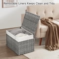 thumbnail image 3 of 135L Wicker Storage Basket with Lid, Handwoven Large Shelf Basket with Removable Liner, 35.7 Gallon Wicker Basket for Blanket, Storage Trunk with Handle for Closet, Bedroom, Livingroom, Brown, Grey, 3 of 15