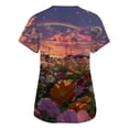 thumbnail image 4 of Cloud Printed Scrubs For Women Vneck Medical Scrub Tops Short Sleeve Stretch Nurse Uniform Fashion Scrub Tops With Pocket Purple Pink XXXXL, 4 of 5