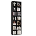 thumbnail image 5 of Hiphuta 7-Tier Double Wide Bookshelf , 71 X 20 X 9 Inches Bookcase with Adjustable Shelves, Sturdy Tall Narrow Bookshelf with Display Shelves, Black, 5 of 6