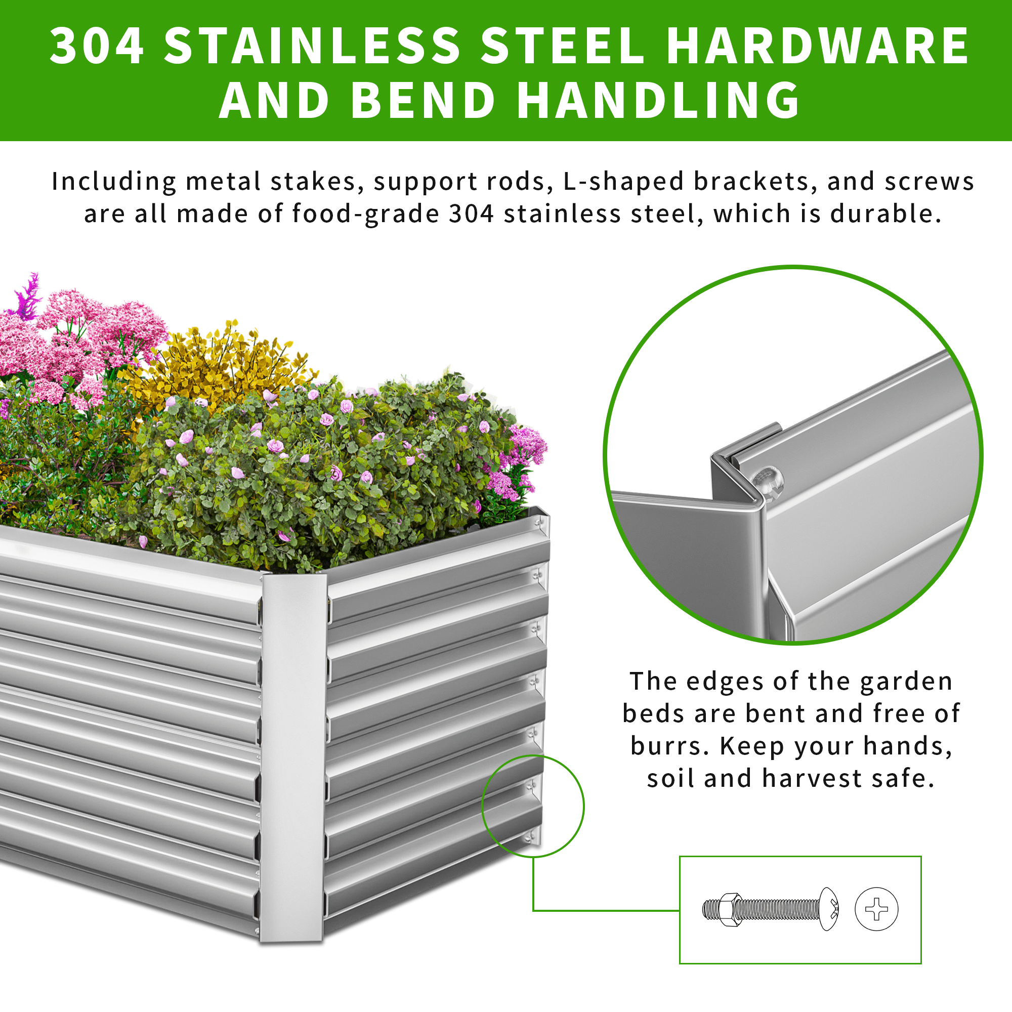 2PCS Outdoor Metal Raised Garden Bed,6x3x2ft Planter Box for Vegetables,Flowers,Herbs w/269 Gallon Capacity,Silver