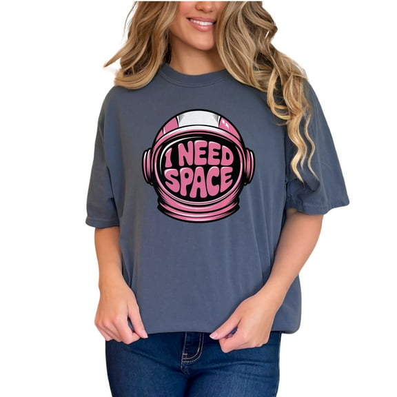 Funny Space Astronaut T-Shirt, I Need Space Graphic Tee, Cute Space Lover Shirt, Cool Astronaut Helmet Design Tee, Adult Unisex T-Shirt, Denim Comfort Colors T-Shirt, Small