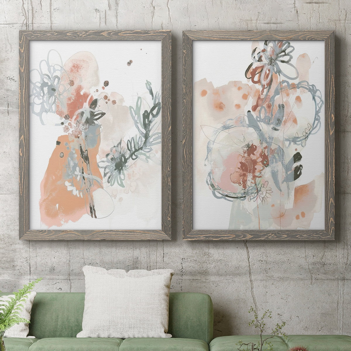 Petal Drift I - Premium Framed Canvas 2 Piece Set - Ready to Hang