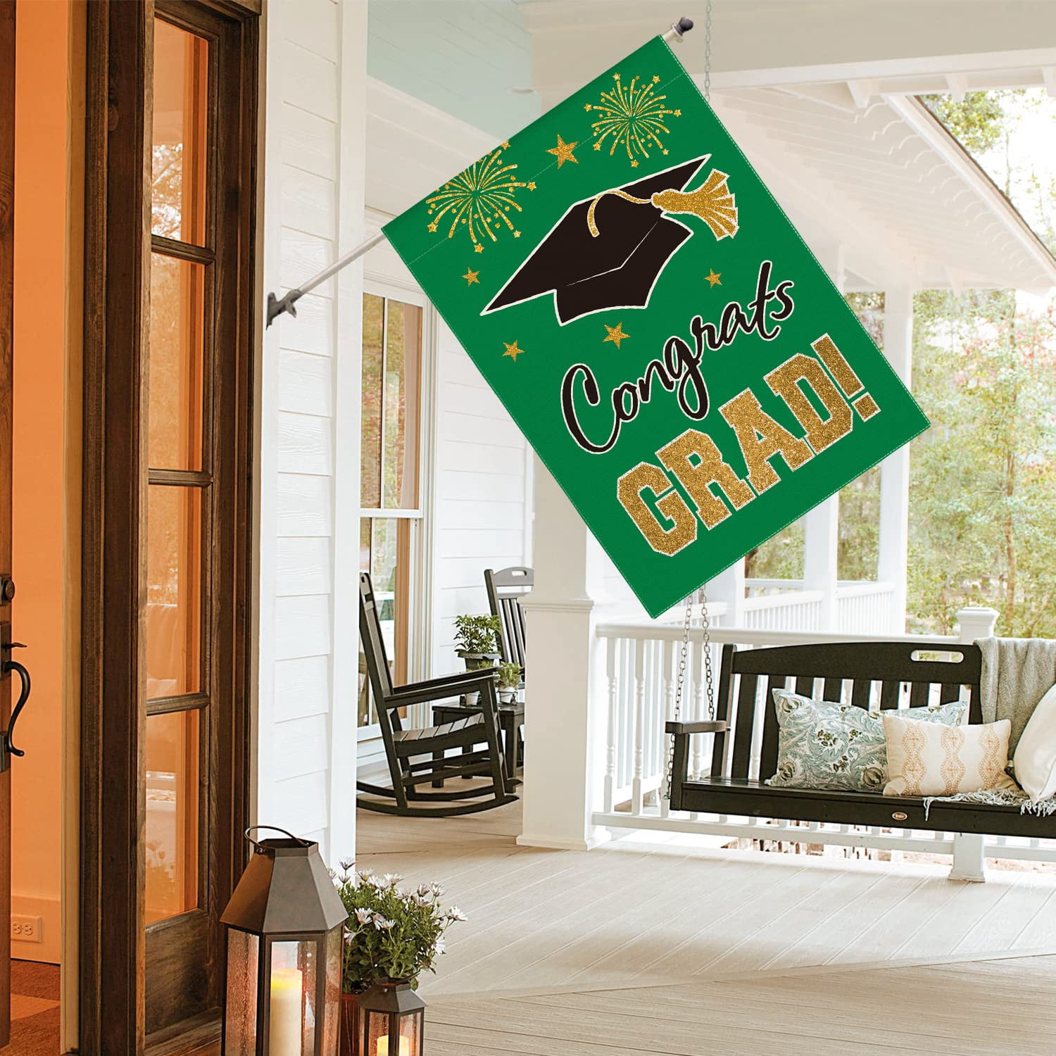 2026 Graduation Garden Flag Congratulations Graduation Ceremony Courtyard Outdoor Decoration 12 x 18 inches Graduation Diploma Hat Graduation Decoration