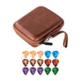 thumbnail image 1 of Estuche para púas de guitarra, bolsa de almacenamiento para púas, absorción de golpes, bolsa impermeable para púas para pines de puente Marrón, 1 of 8