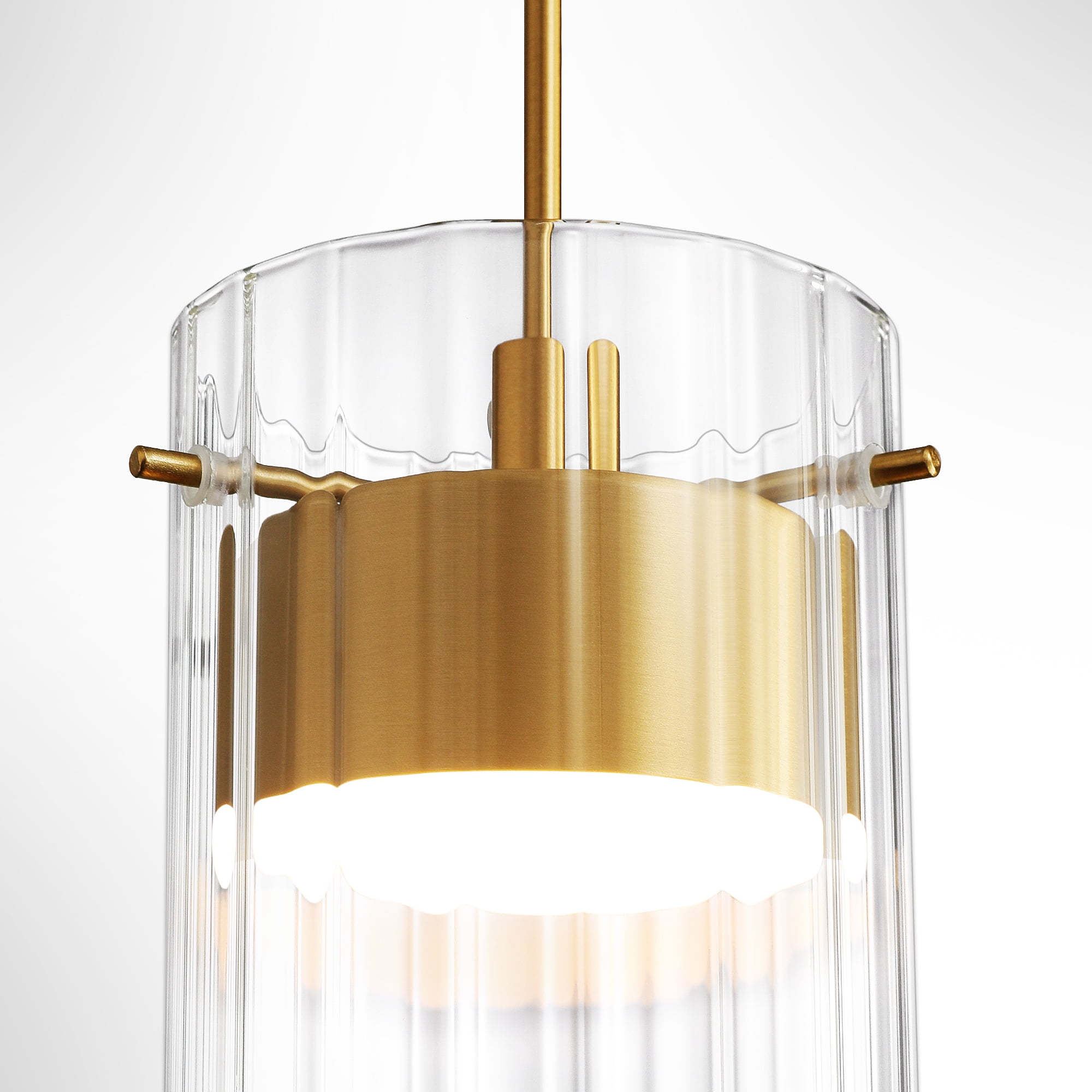 Sculptural Glass Pendant Light for Kitchen Island, Modern Gold Statement Fixture