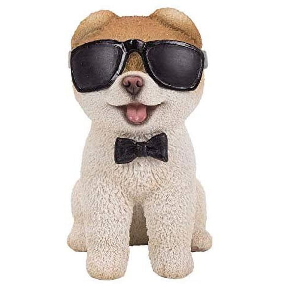 Pacific Giftware PT Short Hair Boo Dog with Black Sunglasses Home Decorative Resin Figurine