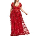 thumbnail image 1 of Leutsin Robe de Soirée en Maille à Paillettes Florales à Manches Courtes à Col en V pour Femme Grande Taille, 1 of 8