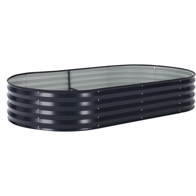 Yeshouse Cama de jardín elevada ovalada grande con patas y ruedas, jardinera de acero galvanizado grueso, ideal para jardinería en interiores y exteriores, flores y verduras