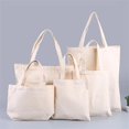 thumbnail image 2 of Bolsa de compras grande de lona, bolso plegable Unisex de algodón ecológico, diseño en blanco, logotipo personalizable, 10 Uds., 2 of 4